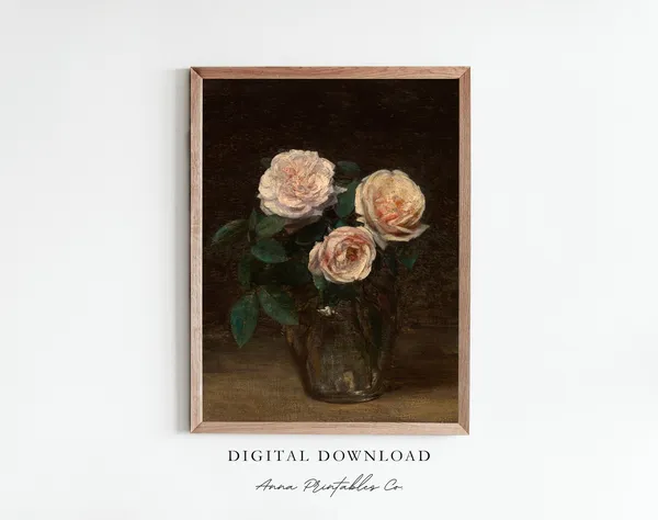 Moody Floral Art Print, Dark Academia Decor