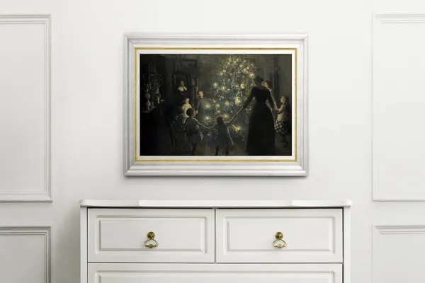 Vintage Christmas Tree Art Print, Winter Holiday Poster