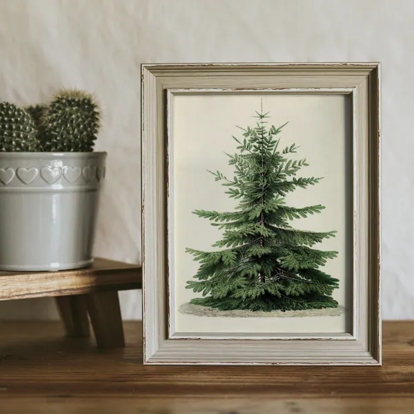 Christmas Vintage Tree Poster, Winter Holiday Decor