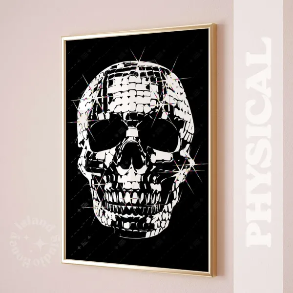 Disco Skull Skeleton Retro Poster Print