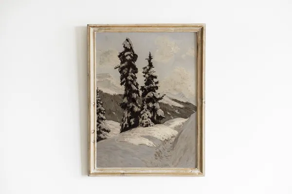 Christmas Vintage Poster, Holiday Winter Wall Art