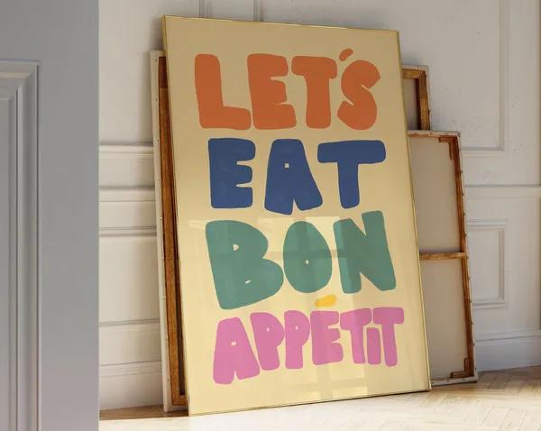 Let's Eat Bon Appetit Mid-Century Typography Art Print