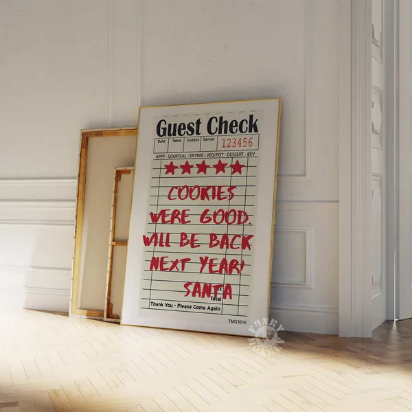 Christmas Guest Check Santa 5 Star Rating Art Print