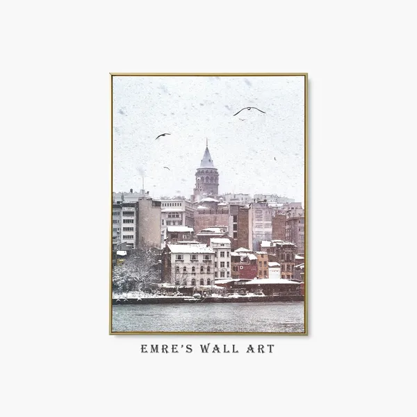 Snowy Istanbul Winter Cityscape Art Print