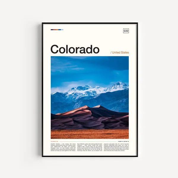 Colorado Travel Poster, USA Wall Art Print