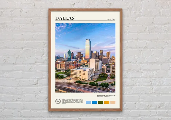Dallas Real Photo Travel Poster, Texas Wall Art