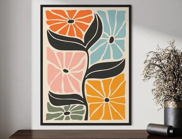 Abstract Botanical Vintage Travel Poster