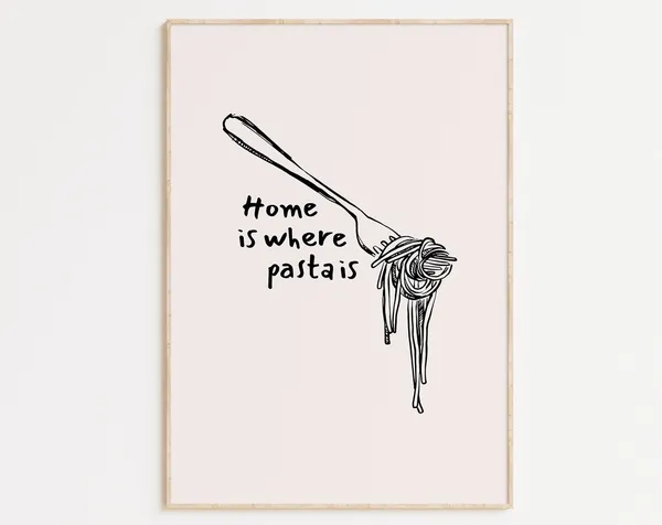 Spaghetti Retro Kitchen Decor Poster Print