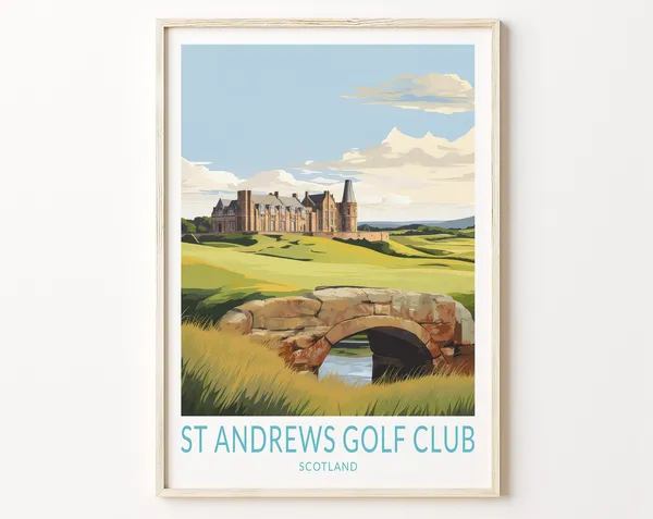 St. Andrews Golf Club Travel Poster, Scotland Travel Poster