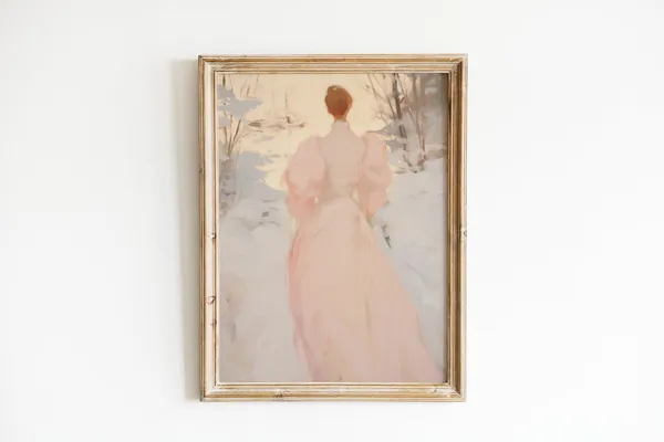 Antique Winter Painting Vintage Christmas Poster