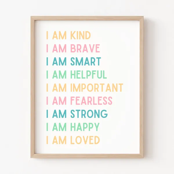 Kids Affirmations Classroom Posters, Playroom Decor