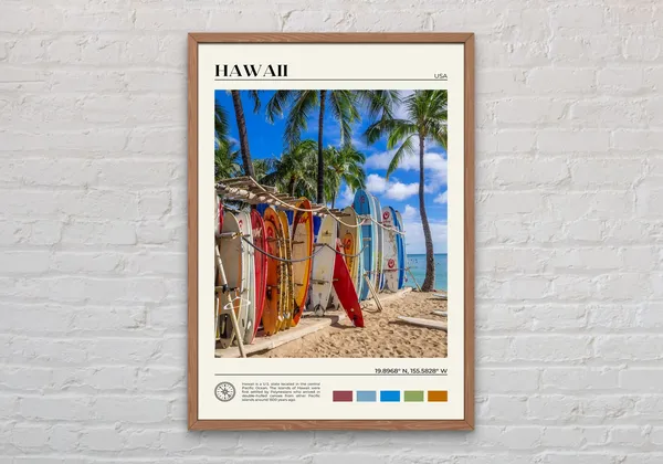 Hawaii Travel Poster, Hawaiian Islands Wall Art