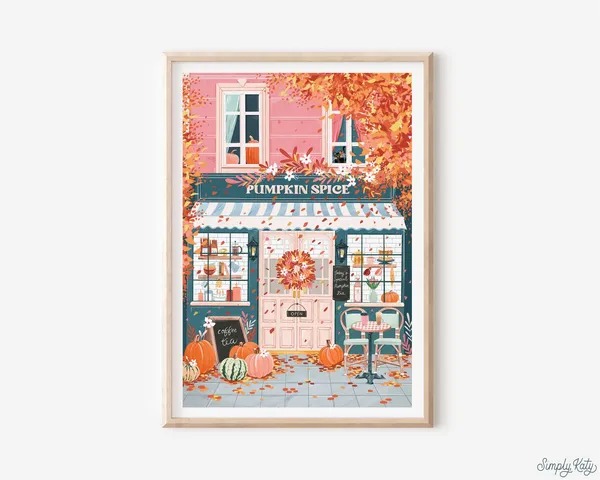Pumpkin Spice Coffee Poster, Autumn Kitchen Art