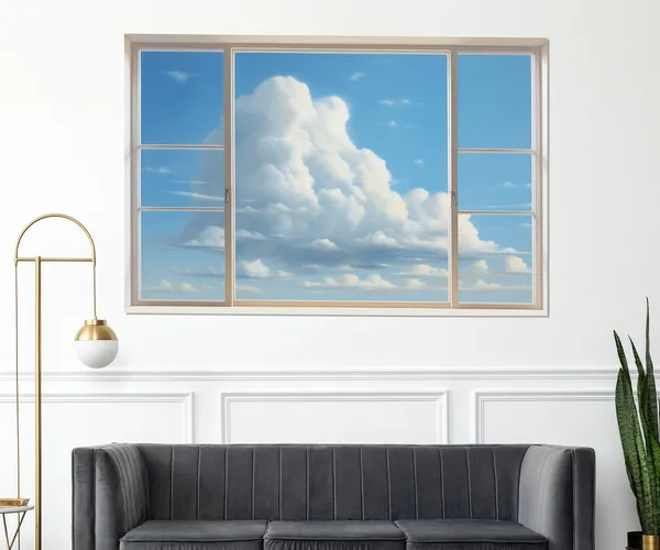 Window With A Sky View Art Print, Faux Window View