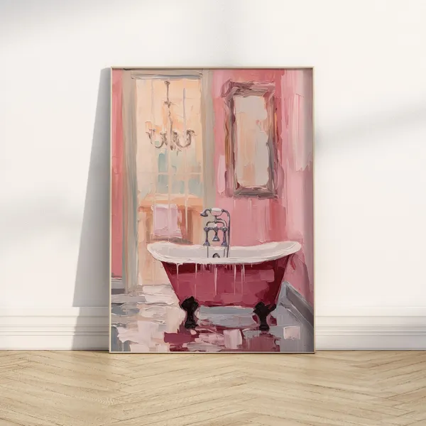 Pink Vintage Girly Bathroom Art Print, Coquette Aesthetic