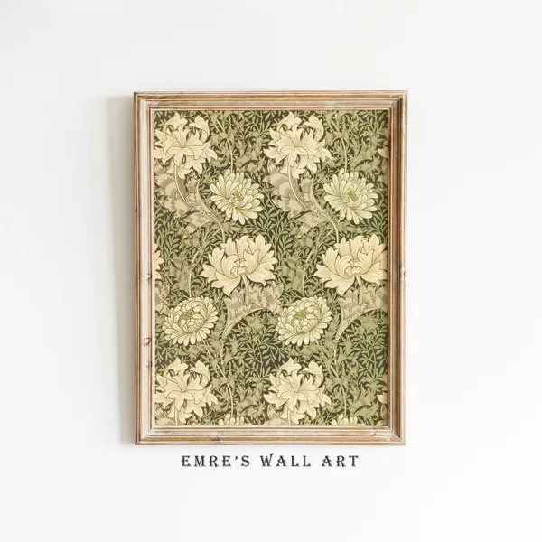 Vintage Floral Pattern Art Print, Botanical