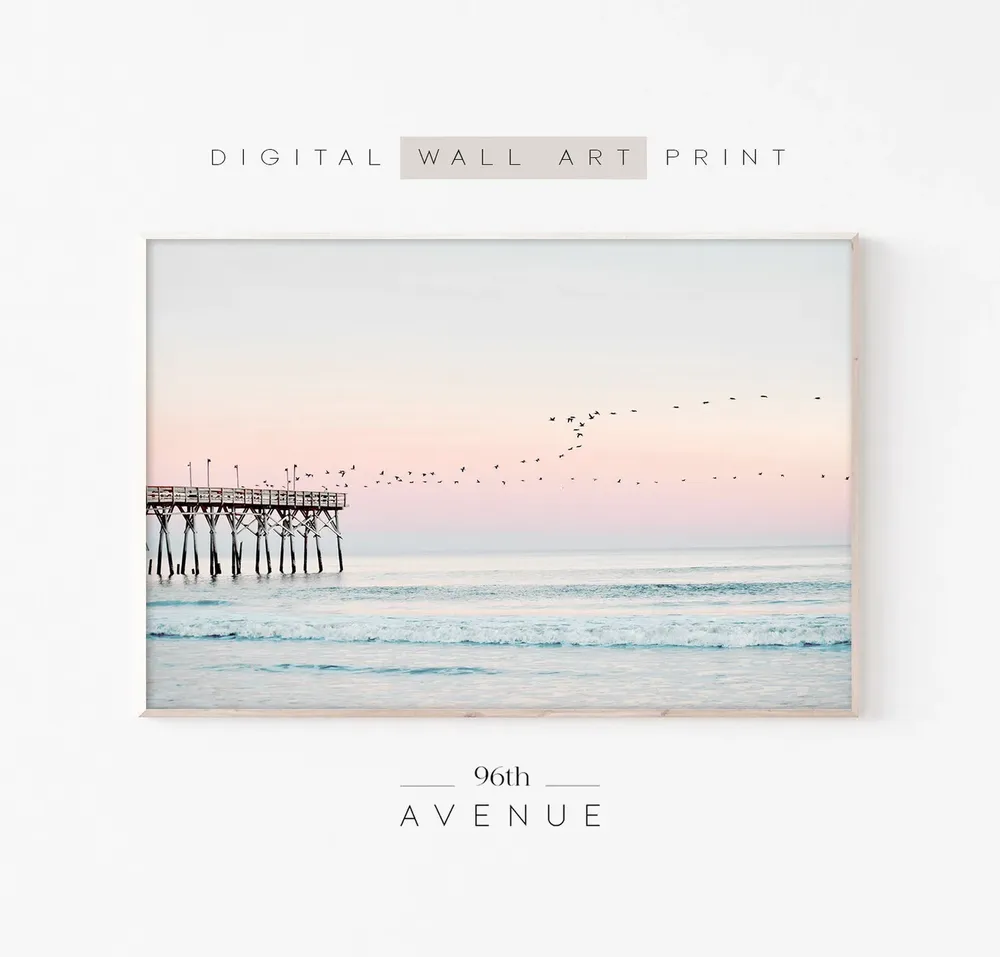 Beach Pier Coastal Landscape Art Print