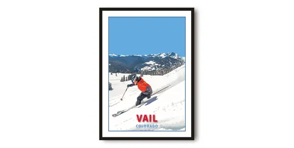 Vail Skiing Travel Poster, Colorado Travel Art Print