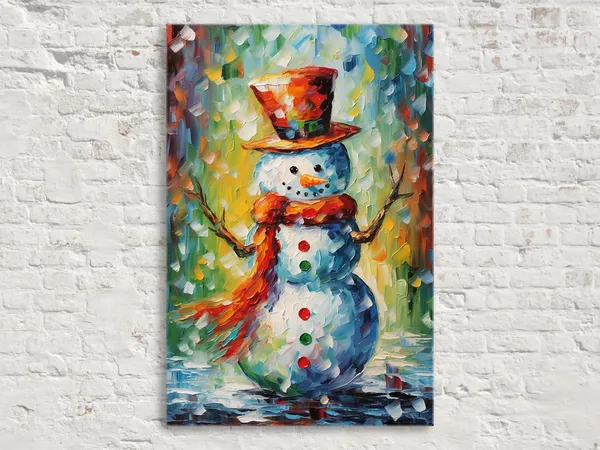 Christmas Season Snowman Festive Wall Art Print