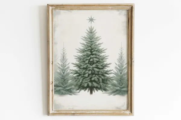 Christmas Tree Vintage Rustic Poster Print