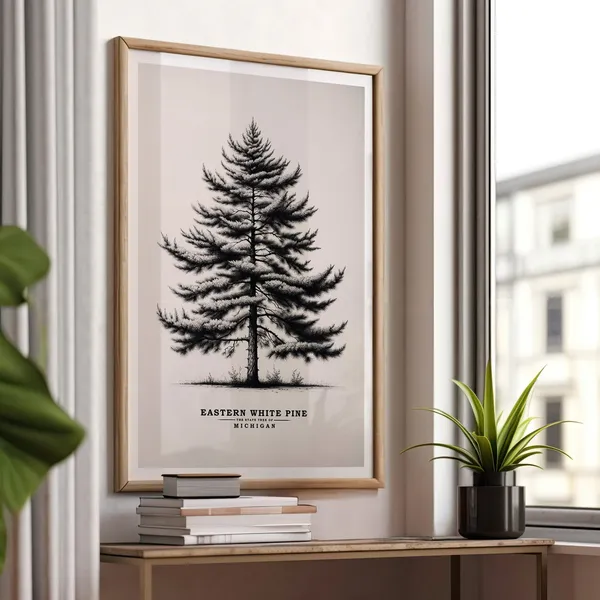 Michigan Eastern White Pine Vintage Sketch Poster