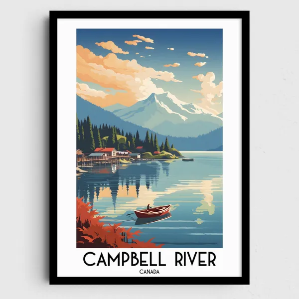 Campbell River Travel Poster, British Columbia Painting