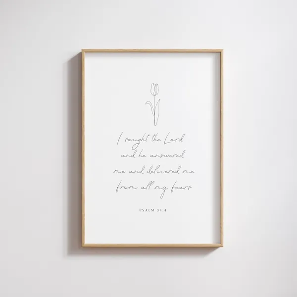 Psalm 34:4 Bible Verse Scripture Art Print