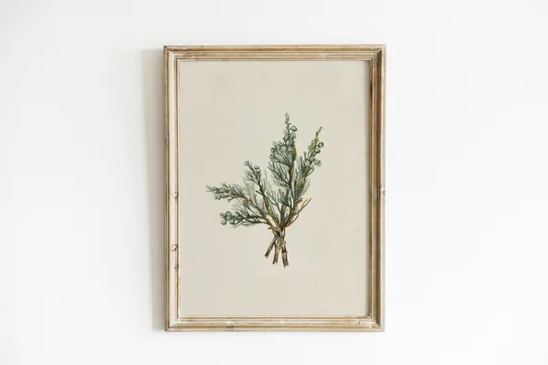 Winter Branch Christmas Vintage Holiday Poster
