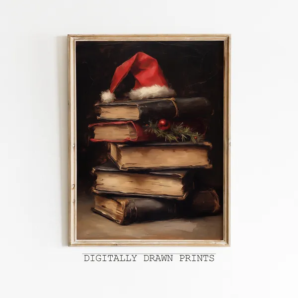 Rustic Christmas Still Life, Vintage Holiday Art Print