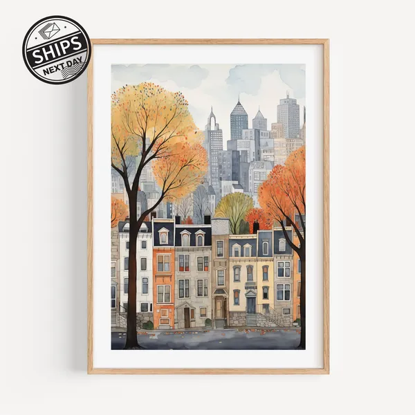 Philadelphia Cityscape Art Print, Pennsylvania Travel