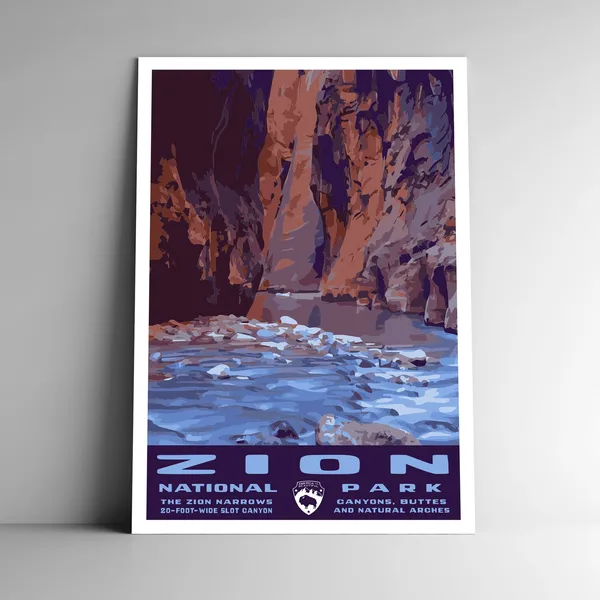 Zion National Park Vintage Travel Poster, The Narrows