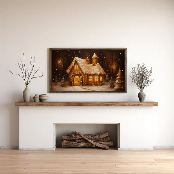 Gingerbread House Christmas TV Art Poster