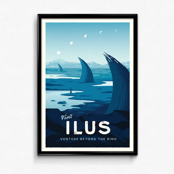 Ilus Retro Sci-Fi Travel Poster Print