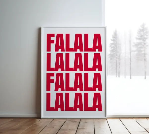 Falalalala Christmas Poster, Holiday Wall Art Print
