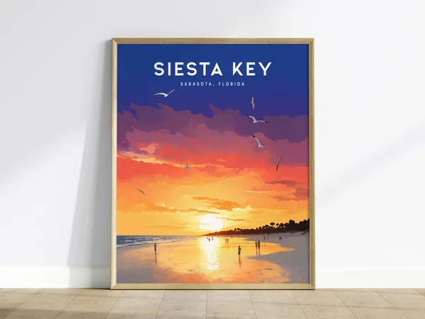 Siesta Key Sunset Poster, Sarasota Beach Art Print