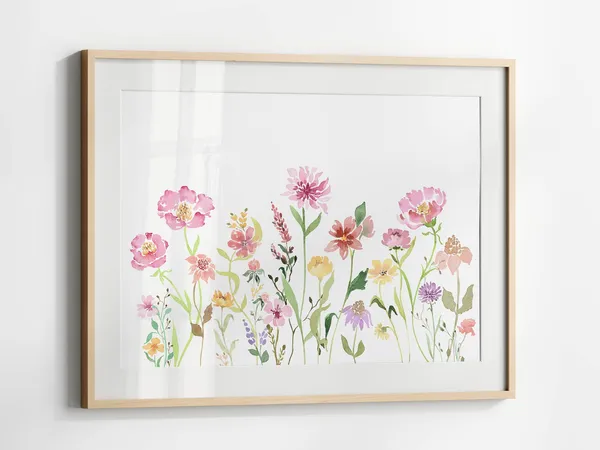 Horizontal Wildflower Watercolor Flower Poster Print
