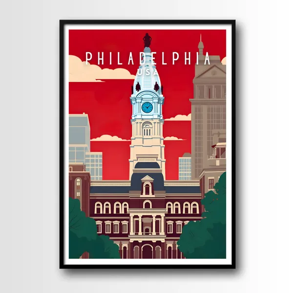 Philadelphia Travel Poster, City Wall Art Print