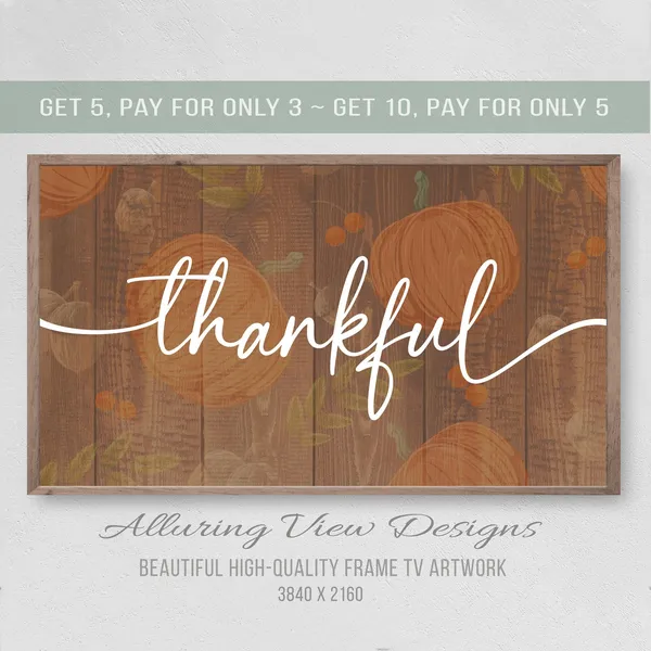 Thanksgiving Thankful Wood Pumpkins Fall Art Print
