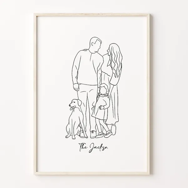 Custom Couple One-Line Portrait Art Print