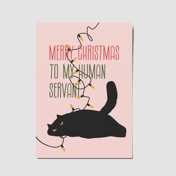 Christmas Cat Card, Funny Holiday Poster Print