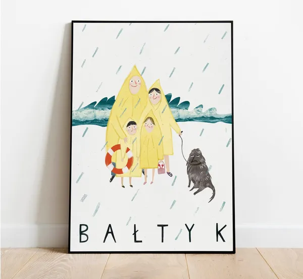 Batyk Polish Sea Vintage Travel Poster, Beach Design