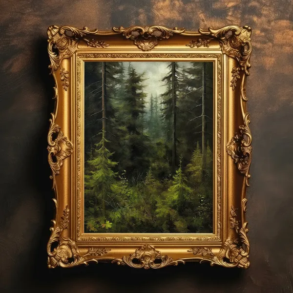 Evergreen Tree Forest Farmhouse Vintage Art Print
