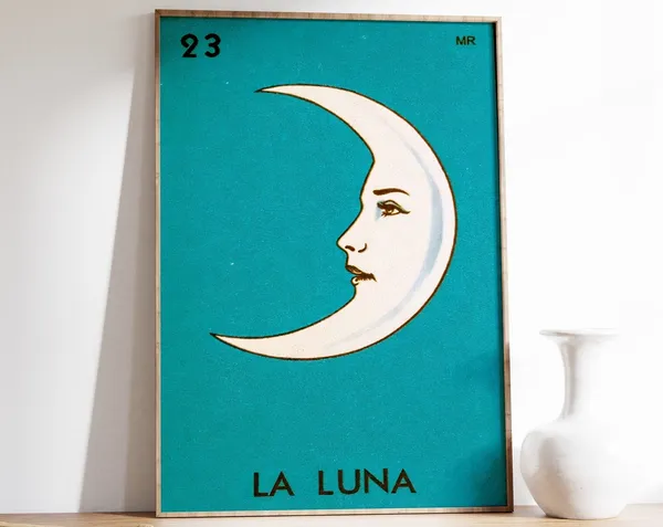La Luna Spanish Moon, Vintage Moon Art Print Decor