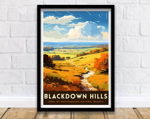 Blackdown Hills AONB Travel Poster, English Countryside