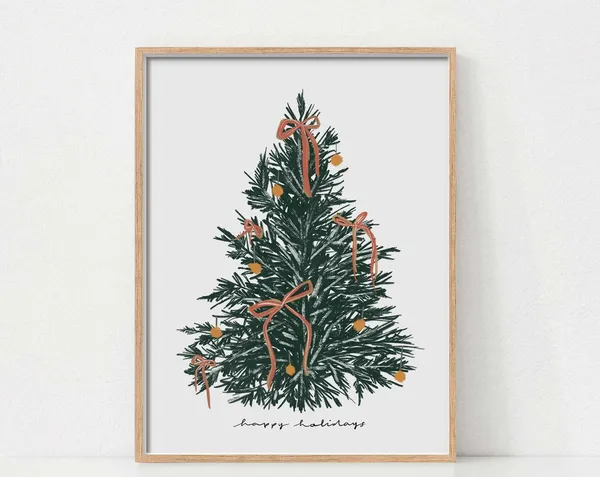 Rustic Christmas Tree Vintage Holiday Art Print