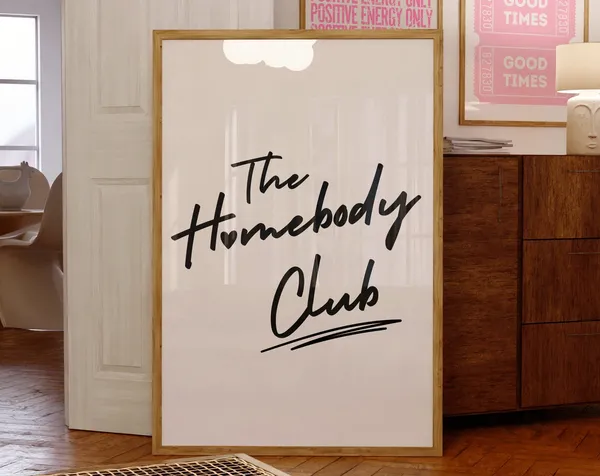 The Homebody Club Retro Quote Poster, Bedroom Decor