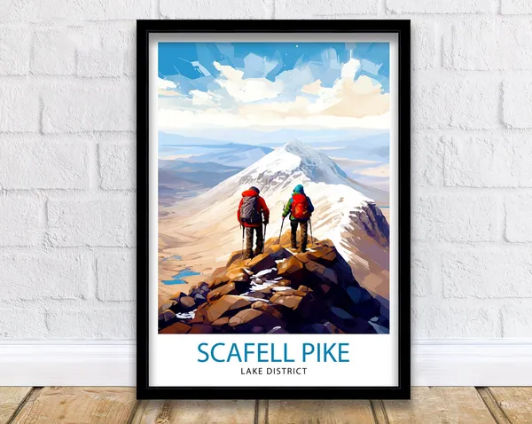 Scafell Pike Travel Poster, Lake District Landscape
