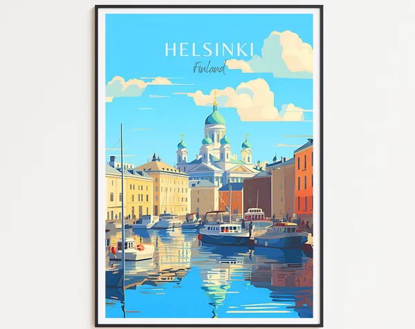 Helsinki Travel Poster, Finland Wall Art Print