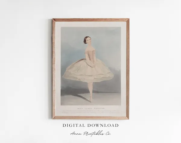 Ballerina Antique Drawing, Vintage Nursery Art Print