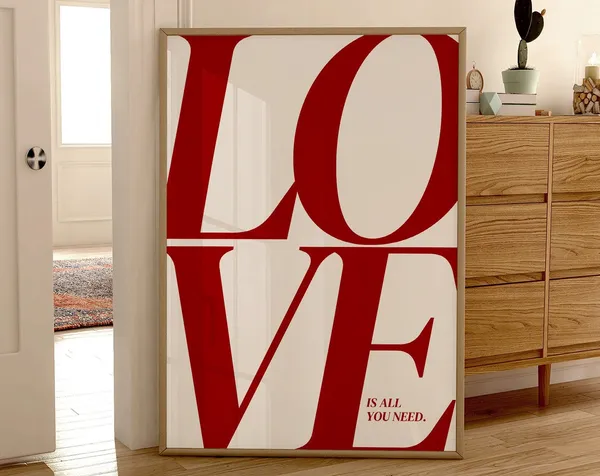Vintage 70s Love Quote Art Print, Retro Typography